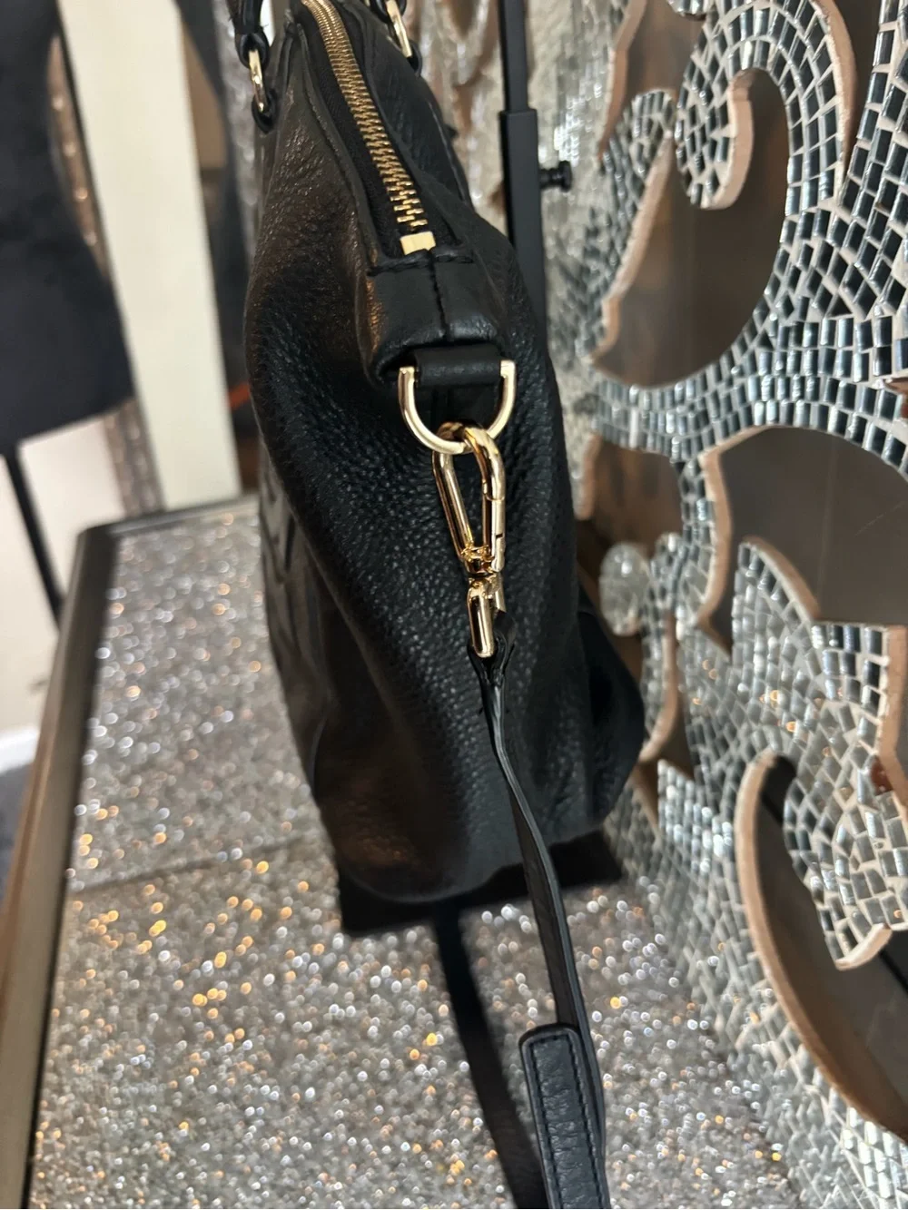 🎀Tory Burch Black Leather‎ Satchel with Detachable Strap